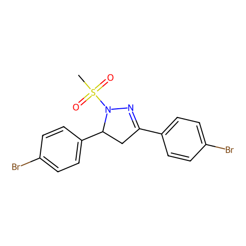 3,5-bis(4-bromophenyl)-1-(methylsulfonyl)-4,5-dihydro-1H-pyrazole structure