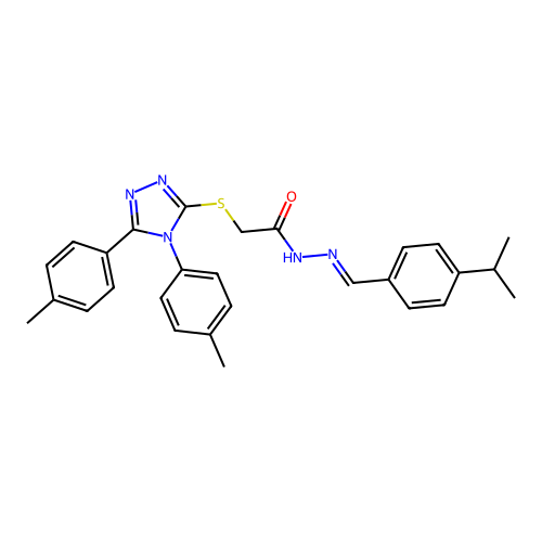 2-{[4,5-bis(4-methylphenyl)-4H-1,2,4-triazol-3-yl]sulfanyl}-N'-{(E)-[4-(propan-2-yl)phenyl]methylidene}acetohydrazide structure