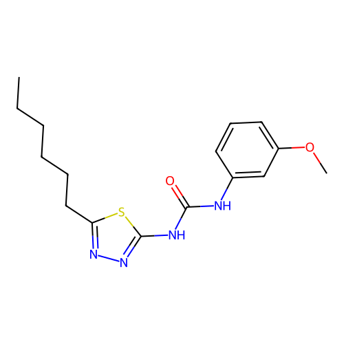 1-(5-Hexyl-1,3,4-thiadiazol-2-yl)-3-(3-methoxyphenyl)urea structure
