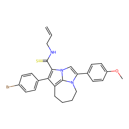 1-(4-bromophenyl)-4-(4-methoxyphenyl)-N-(prop-2-en-1-yl)-5,6,7,8-tetrahydro-2a,4a-diazacyclopenta[cd]azulene-2-carbothioamide structure