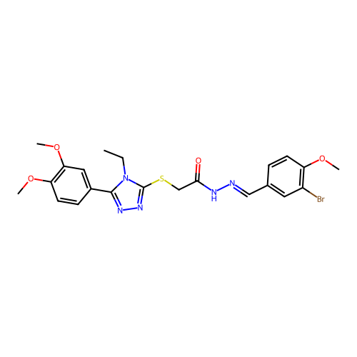 (E)-N'-(3-bromo-4-methoxybenzylidene)-2-((5-(3,4-dimethoxyphenyl)-4-ethyl-4H-1,2,4-triazol-3-yl)thio)acetohydrazide structure