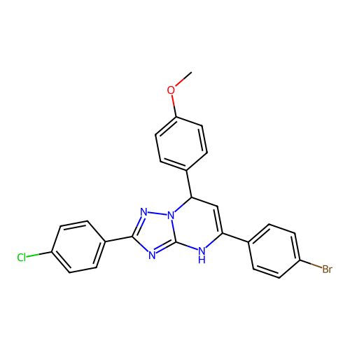 5-(4-bromophenyl)-2-(4-chlorophenyl)-7-(4-methoxyphenyl)-1,7-dihydro-[1,2,4]triazolo[1,5-a]pyrimidine structure