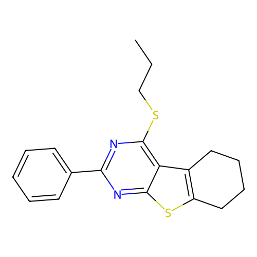 2-Phenyl-4-propylsulfanyl-5,6,7,8-tetrahydro-[1]benzothiolo[2,3-d]pyrimidine structure