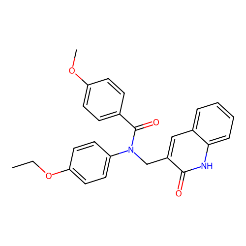 N-(4-ethoxyphenyl)-4-methoxy-N-[(2-oxo-1H-quinolin-3-yl)methyl]benzamide structure