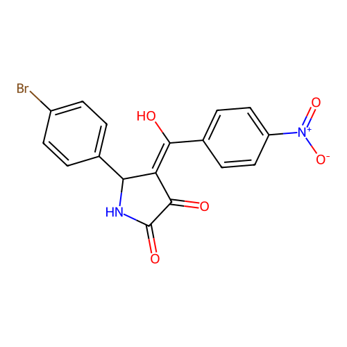 (4E)-5-(4-bromophenyl)-4-[hydroxy(4-nitrophenyl)methylidene]pyrrolidine-2,3-dione structure