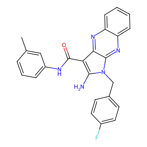 2-amino-1-(4-fluorobenzyl)-N-(3-methylphenyl)-1H-pyrrolo[2,3-b]quinoxaline-3-carboxamide structure