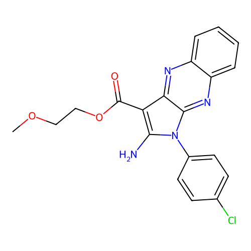 2-methoxyethyl 2-amino-1-(4-chlorophenyl)-1H-pyrrolo[2,3-b]quinoxaline-3-carboxylate structure