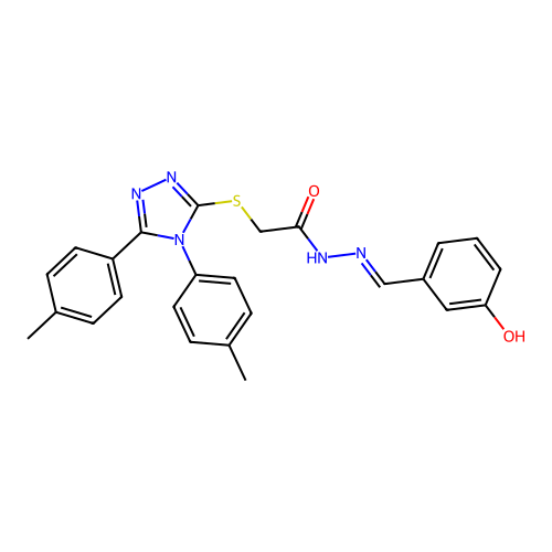 2-{[4,5-bis(4-methylphenyl)-4H-1,2,4-triazol-3-yl]sulfanyl}-N'-[(E)-(3-hydroxyphenyl)methylidene]acetohydrazide structure