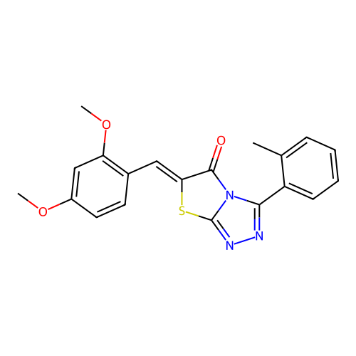 (Z)-6-(2,4-dimethoxybenzylidene)-3-(o-tolyl)thiazolo[2,3-c][1,2,4]triazol-5(6H)-one structure