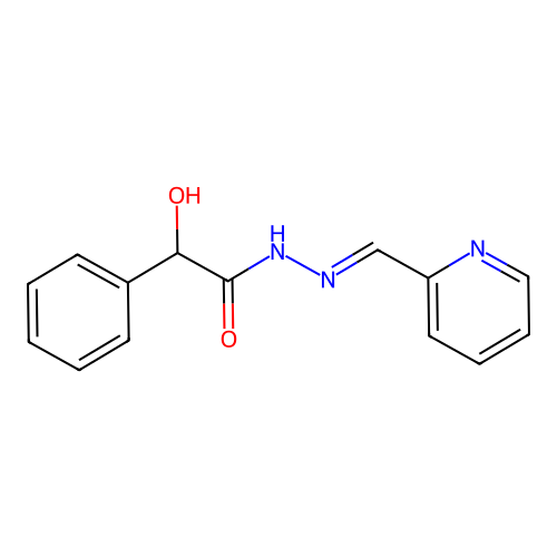 2-hydroxy-2-phenyl-N'-[(E)-pyridin-2-ylmethylidene]acetohydrazide structure
