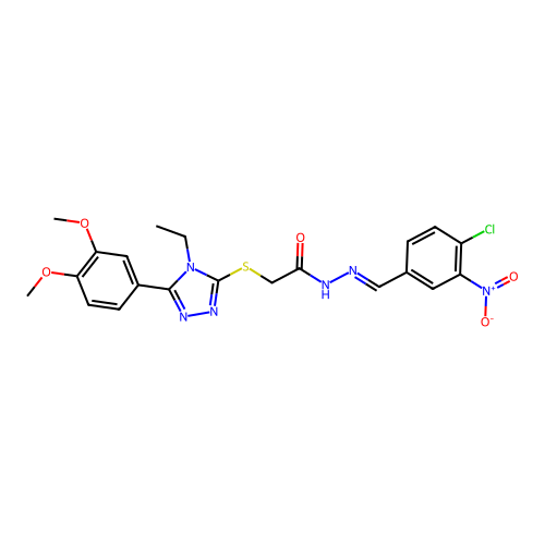 (E)-N'-(4-chloro-3-nitrobenzylidene)-2-((5-(3,4-dimethoxyphenyl)-4-ethyl-4H-1,2,4-triazol-3-yl)thio)acetohydrazide structure