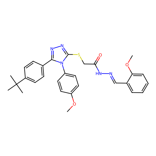 2-{[5-(4-tert-butylphenyl)-4-(4-methoxyphenyl)-4H-1,2,4-triazol-3-yl]sulfanyl}-N'-[(E)-(2-methoxyphenyl)methylidene]acetohydrazide structure