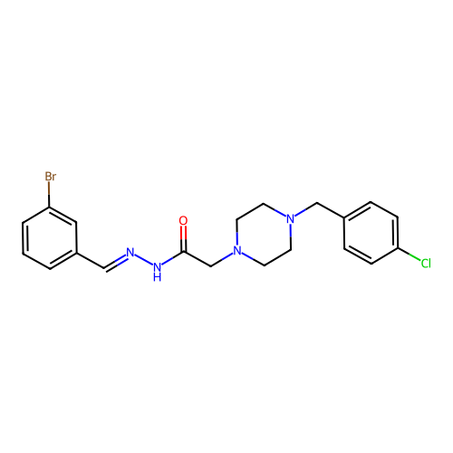 (E)-N'-(3-bromobenzylidene)-2-(4-(4-chlorobenzyl)piperazin-1-yl)acetohydrazide structure