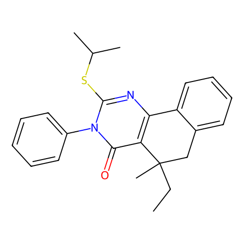 5-ethyl-2-(isopropylthio)-5-methyl-3-phenyl-5,6-dihydrobenzo[h]quinazolin-4(3H)-one structure