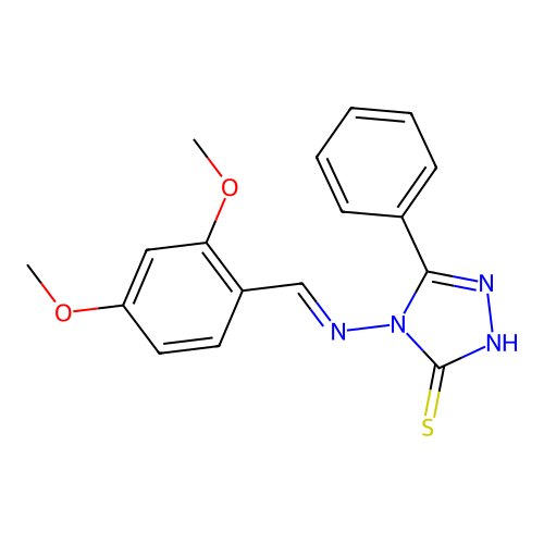 4-{[(E)-(2,4-dimethoxyphenyl)methylidene]amino}-5-phenyl-4H-1,2,4-triazole-3-thiol structure