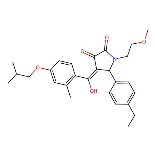 (4E)-5-(4-ethylphenyl)-4-[hydroxy-[2-methyl-4-(2-methylpropoxy)phenyl]methylidene]-1-(2-methoxyethyl)pyrrolidine-2,3-dione structure