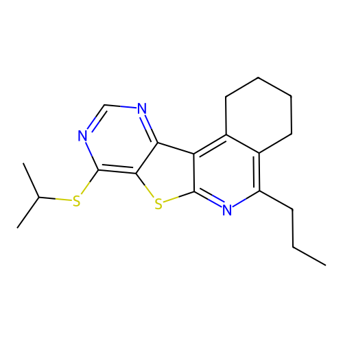 8-(isopropylthio)-5-propyl-1,2,3,4-tetrahydropyrimido[4',5':4,5]thieno[2,3-c]isoquinoline structure