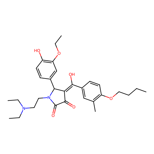 (4E)-4-[(4-butoxy-3-methylphenyl)-hydroxymethylidene]-1-(2-diethylaminoethyl)-5-(3-ethoxy-4-hydroxyphenyl)pyrrolidine-2,3-dione structure