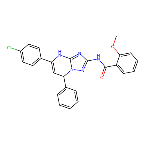 N-[5-(4-chlorophenyl)-7-phenyl-4,7-dihydro[1,2,4]triazolo[1,5-a]pyrimidin-2-yl]-2-methoxybenzamide structure