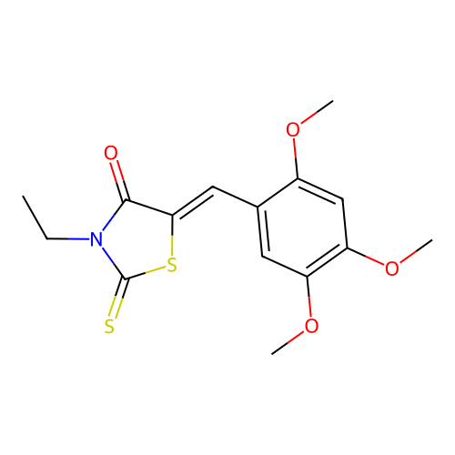 (5Z)-3-ethyl-2-thioxo-5-(2,4,5-trimethoxybenzylidene)-1,3-thiazolidin-4-one structure
