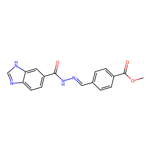 methyl 4-{(E)-[2-(1H-benzimidazol-6-ylcarbonyl)hydrazinylidene]methyl}benzoate structure