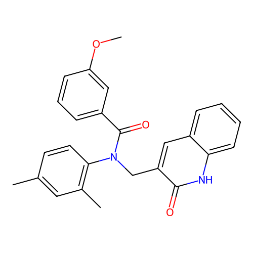 N-(2,4-dimethylphenyl)-3-methoxy-N-[(2-oxo-1H-quinolin-3-yl)methyl]benzamide structure