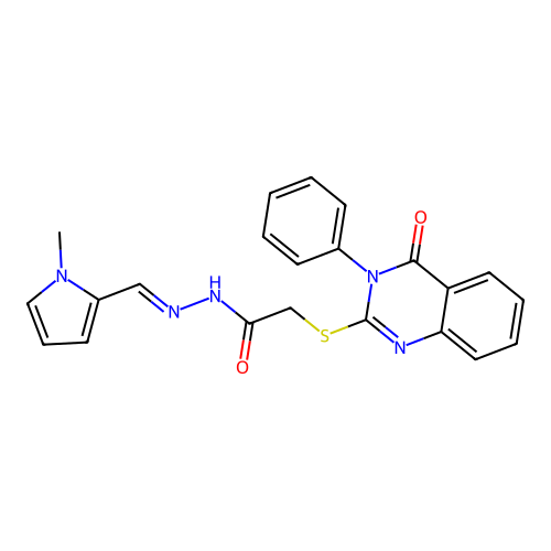 N'-[(E)-(1-methyl-1H-pyrrol-2-yl)methylidene]-2-[(4-oxo-3-phenyl-3,4-dihydroquinazolin-2-yl)sulfanyl]acetohydrazide structure
