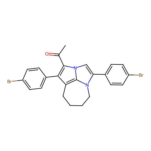 1-(1,4-bis(4-bromophenyl)-5,6,7,8-tetrahydro-2a,4a-diazacyclopenta[cd]azulen-2-yl)ethanone structure