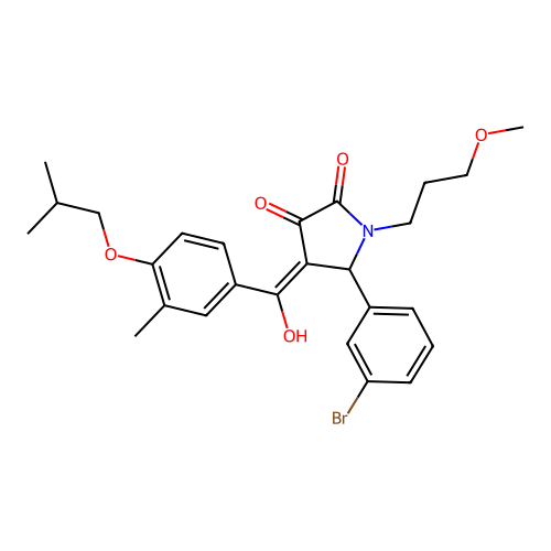 (4E)-5-(3-bromophenyl)-4-[hydroxy-[3-methyl-4-(2-methylpropoxy)phenyl]methylidene]-1-(3-methoxypropyl)pyrrolidine-2,3-dione structure