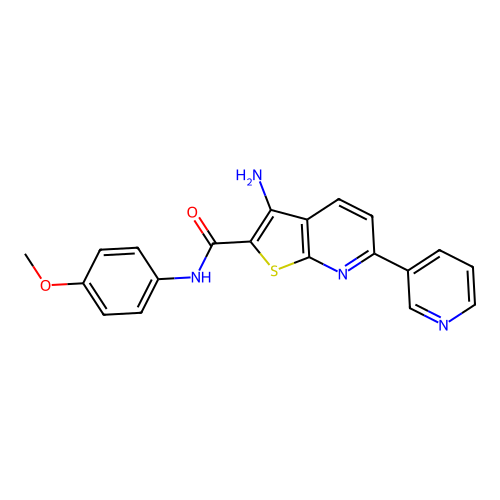 3-amino-N-(4-methoxyphenyl)-6-(3-pyridinyl)-2-thieno[2,3-b]pyridinecarboxamide structure