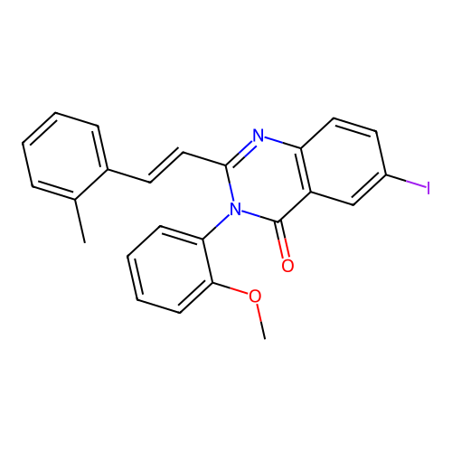 6-iodo-3-(2-methoxyphenyl)-2-[(E)-2-(2-methylphenyl)ethenyl]quinazolin-4-one structure
