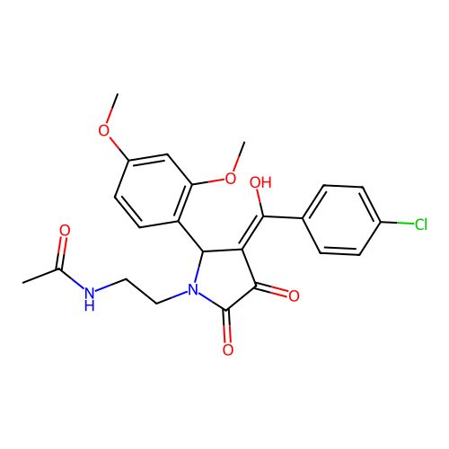 N-[2-[(3E)-3-[(4-chlorophenyl)-hydroxymethylidene]-2-(2,4-dimethoxyphenyl)-4,5-dioxopyrrolidin-1-yl]ethyl]acetamide structure