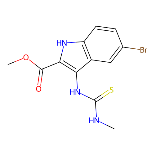 methyl 5-bromo-3-[(methylcarbamothioyl)amino]-1H-indole-2-carboxylate structure