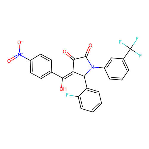 (4E)-5-(2-fluorophenyl)-4-[hydroxy(4-nitrophenyl)methylidene]-1-[3-(trifluoromethyl)phenyl]pyrrolidine-2,3-dione structure
