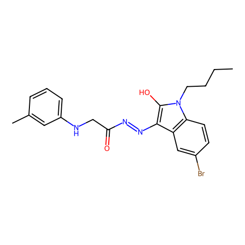 (E)-N'-(5-bromo-1-butyl-2-oxoindolin-3-ylidene)-2-(m-tolylamino)acetohydrazide structure