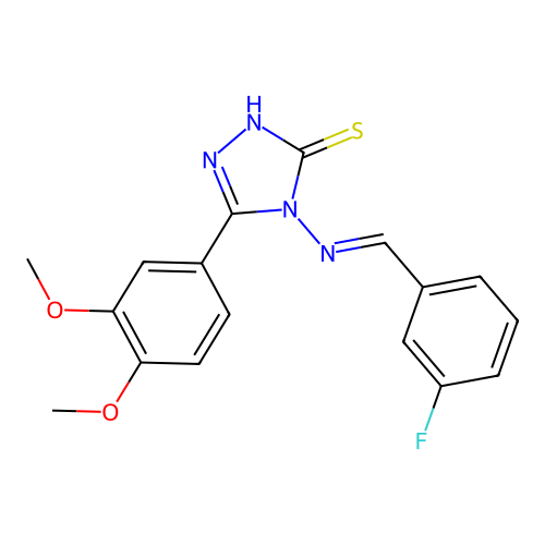 3-(3,4-dimethoxyphenyl)-4-[(E)-(3-fluorophenyl)methylideneamino]-1H-1,2,4-triazole-5-thione structure