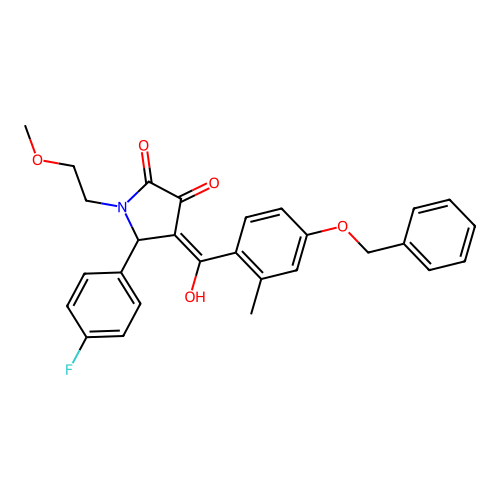(4E)-4-{[4-(benzyloxy)-2-methylphenyl](hydroxy)methylidene}-5-(4-fluorophenyl)-1-(2-methoxyethyl)pyrrolidine-2,3-dione structure