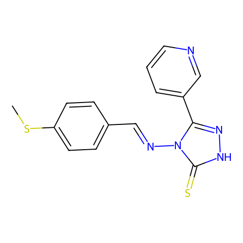 4-[(E)-(4-methylsulfanylphenyl)methylideneamino]-3-pyridin-3-yl-1H-1,2,4-triazole-5-thione structure