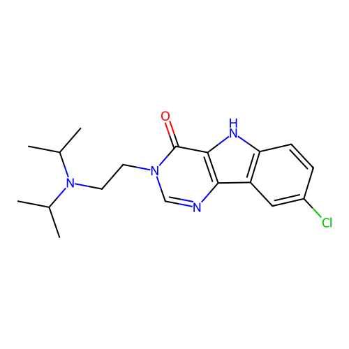 8-chloro-3-(2-(diisopropylamino)ethyl)-3H-pyrimido[5,4-b]indol-4(5H)-one structure