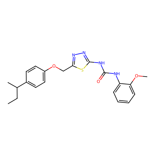 1-(5-((4-(sec-butyl)phenoxy)methyl)-1,3,4-thiadiazol-2-yl)-3-(2-methoxyphenyl)urea structure
