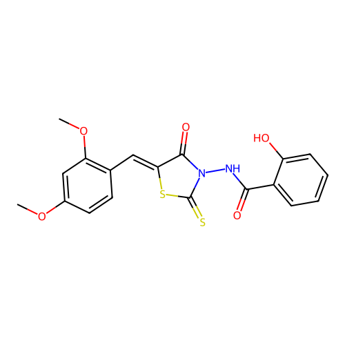 (Z)-N-(5-(2,4-dimethoxybenzylidene)-4-oxo-2-thioxothiazolidin-3-yl)-2-hydroxybenzamide structure