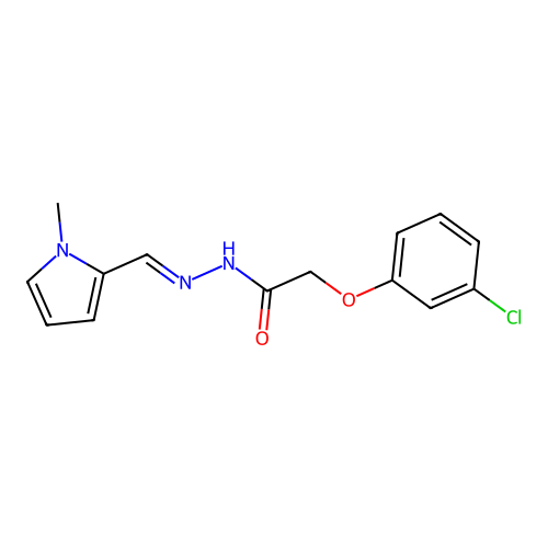 2-(3-chlorophenoxy)-N'-[(E)-(1-methyl-1H-pyrrol-2-yl)methylidene]acetohydrazide structure