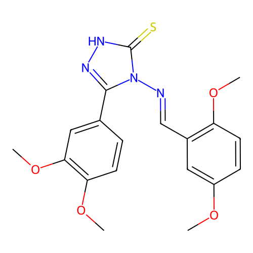 (E)-4-((2,5-dimethoxybenzylidene)amino)-5-(3,4-dimethoxyphenyl)-4H-1,2,4-triazole-3-thiol structure