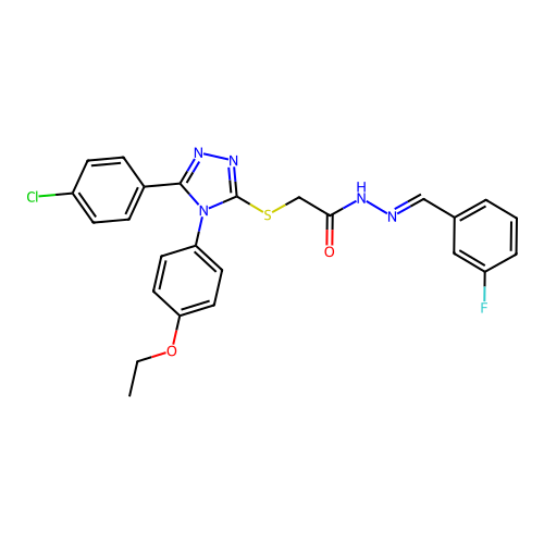 2-{[5-(4-chlorophenyl)-4-(4-ethoxyphenyl)-4H-1,2,4-triazol-3-yl]sulfanyl}-N'-[(E)-(3-fluorophenyl)methylidene]acetohydrazide structure