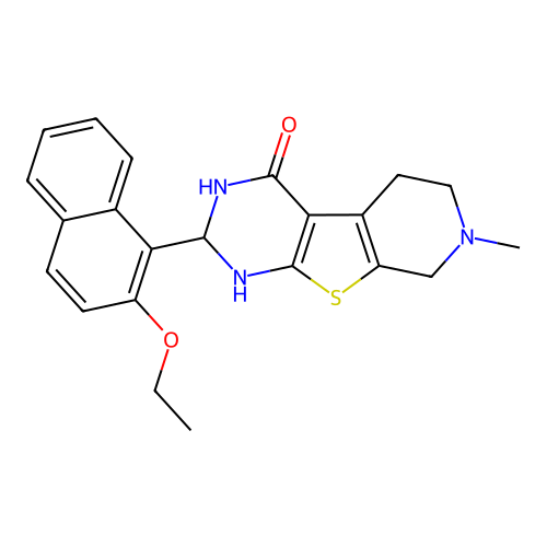 2-(2-ethoxynaphthalen-1-yl)-7-methyl-1,2,5,6,7,8-hexahydropyrido[4',3':4,5]thieno[2,3-d]pyrimidin-4-ol structure