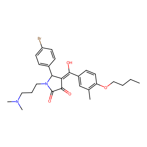 (4E)-5-(4-bromophenyl)-4-[(4-butoxy-3-methylphenyl)-hydroxymethylidene]-1-[3-(dimethylamino)propyl]pyrrolidine-2,3-dione structure