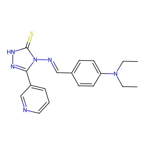 4-[(E)-[4-(diethylamino)phenyl]methylideneamino]-3-pyridin-3-yl-1H-1,2,4-triazole-5-thione structure