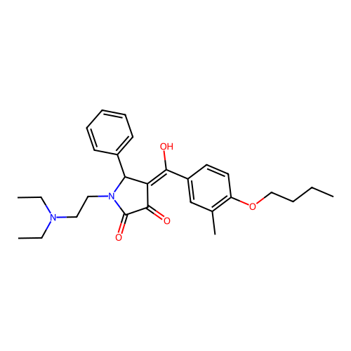 (4E)-4-[(4-butoxy-3-methylphenyl)-hydroxymethylidene]-1-(2-diethylaminoethyl)-5-phenylpyrrolidine-2,3-dione structure