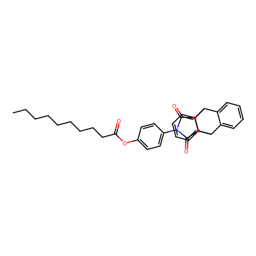 4-(16,18-dioxo-17-azapentacyclo[6.6.5.0~2,7~.0~9,14~.0~15,19~]nonadeca-2,4,6,9,11,13-hexaen-17-yl)phenyl decanoate structure