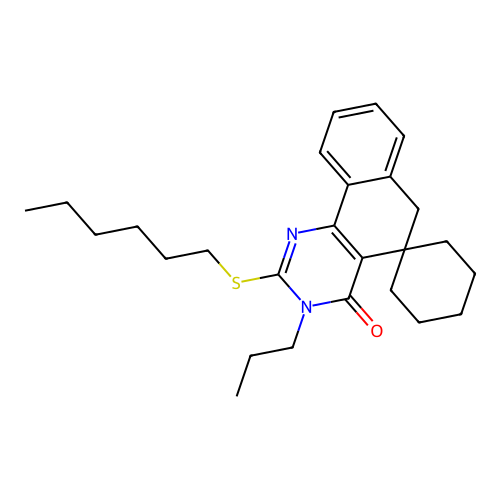 2-(hexylsulfanyl)-3-propyl-3H-spiro[benzo[h]quinazoline-5,1'-cyclohexan]-4(6H)-one structure